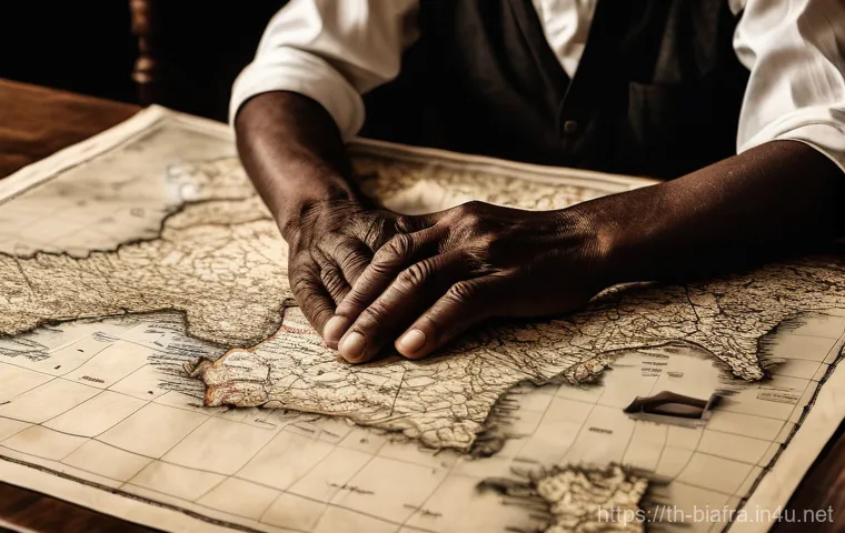 비아프라 공화국 지도 - **Image Prompt: Humanitarian Aid in Biafra**
    A compassionate and sensitive portrayal of a humani...