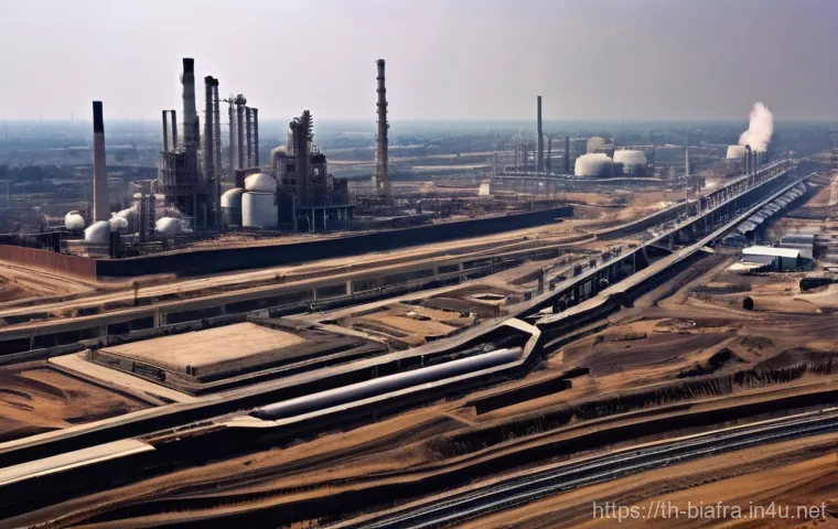 비아프라 전쟁 이후 정치적 변화 - **Prompt: Post-Conflict Nigeria: A Tapestry of Unity and Reconstruction**
    "An aerial, wide-angle...