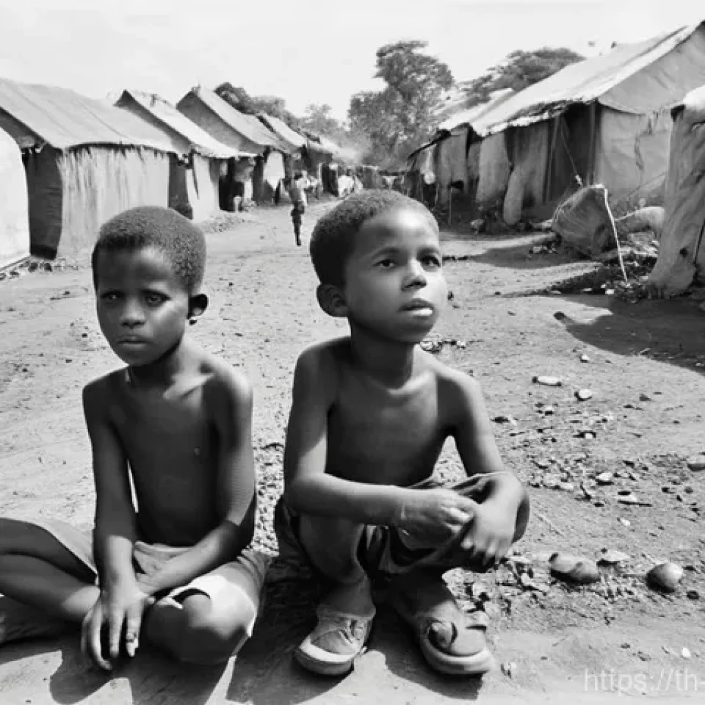 비아프라 전쟁 주요 인물 - **Prompt for suffering and resilience of Biafran children:**
    "A poignant, high-resolution, docum...