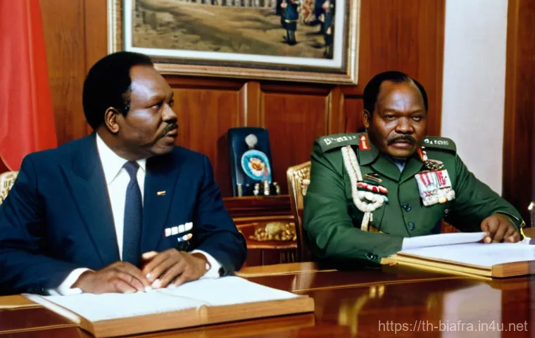 비아프라 전쟁 주요 인물 - **Prompt for suffering and resilience of Biafran children:**
    "A poignant, high-resolution, docum...