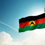 Home 15 비아프라 공화국의 국기 의미 - **Prompt:** "A powerful and symbolic depiction of the Biafran flag. The flag features three equal ho...