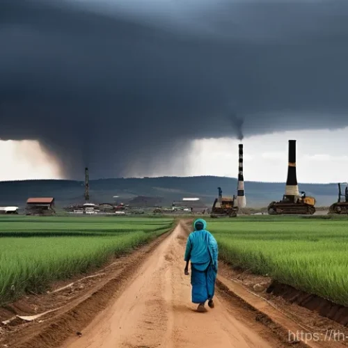 Home 25 비아프라와 석유 자원 문제 - **Prompt 1: The Paradox of Riches and Poverty**
A wide shot capturing a striking contrast. In th...